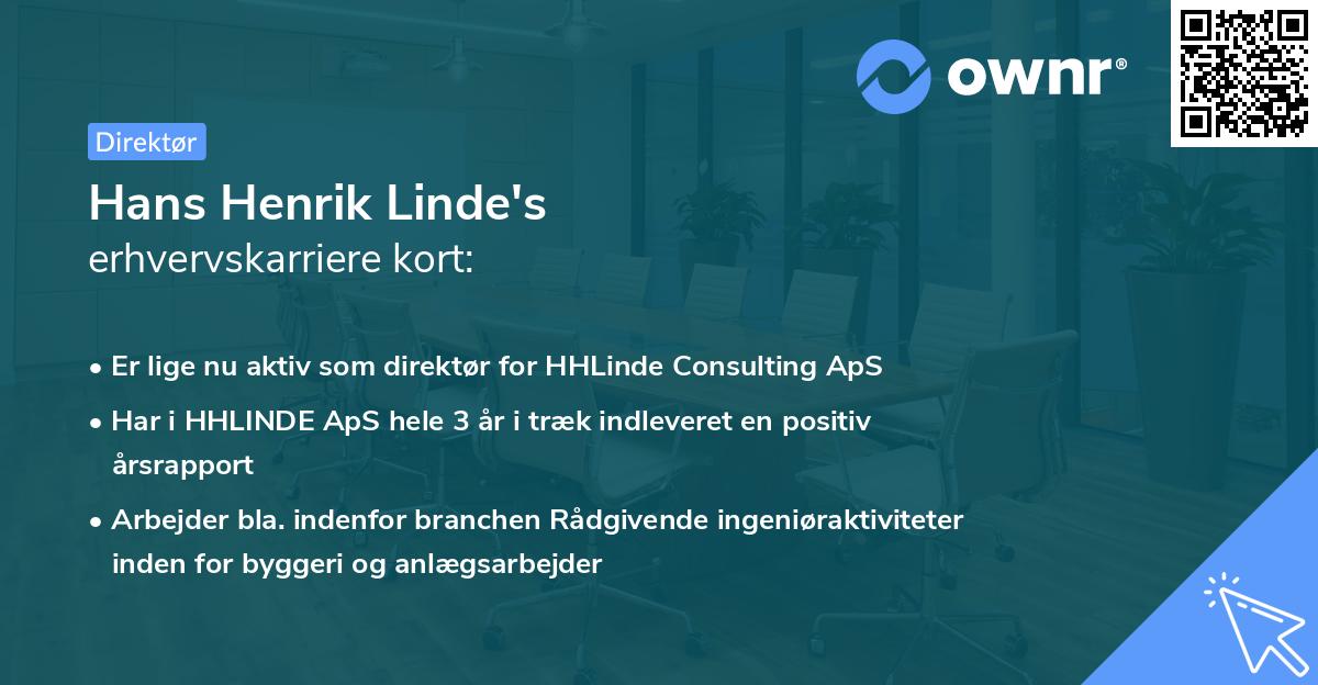 Hans Henrik Linde's erhvervskarriere kort