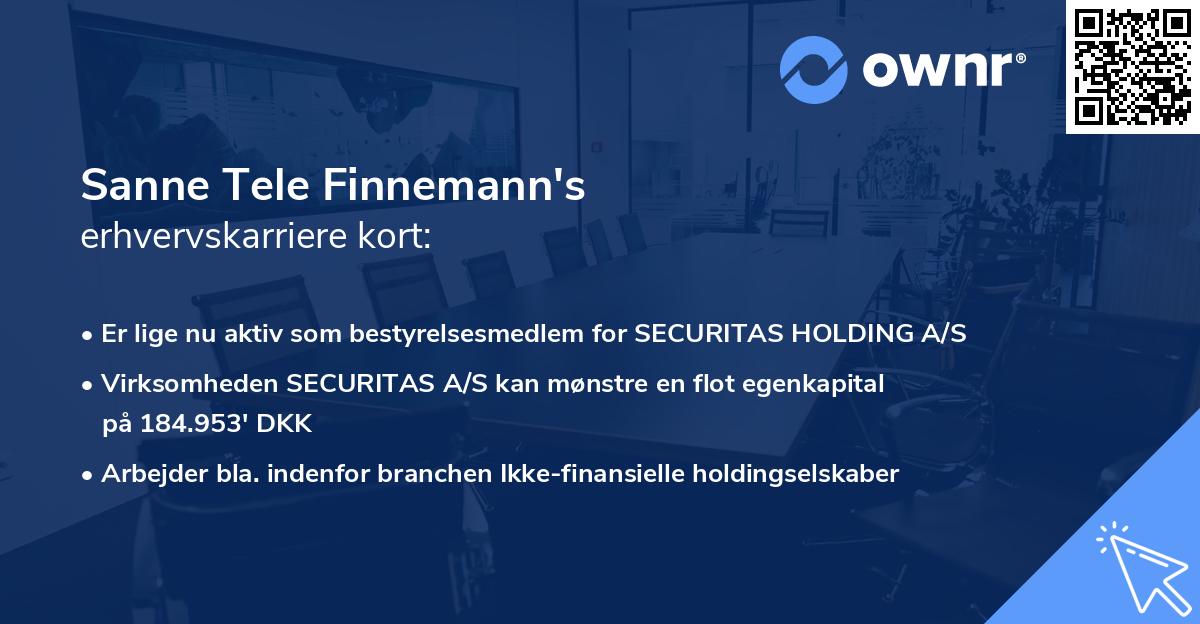 Sanne Tele Finnemann's erhvervskarriere kort