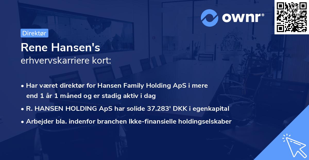 Rene Hansen's erhvervskarriere kort