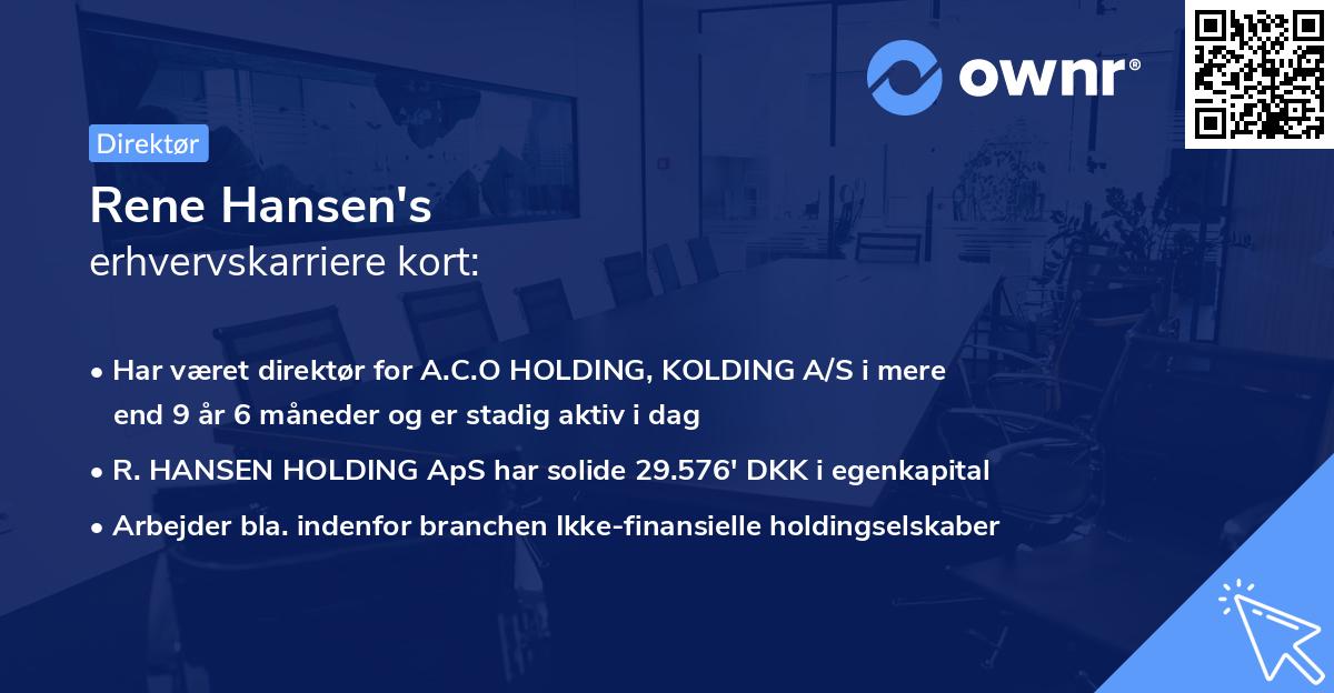 Rene Hansen's erhvervskarriere kort