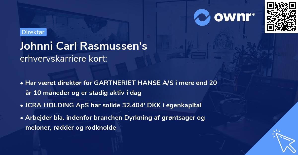 Johnni Carl Rasmussen's erhvervskarriere kort