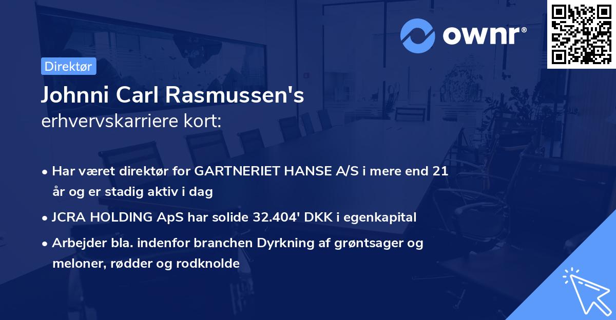 Johnni Carl Rasmussen's erhvervskarriere kort