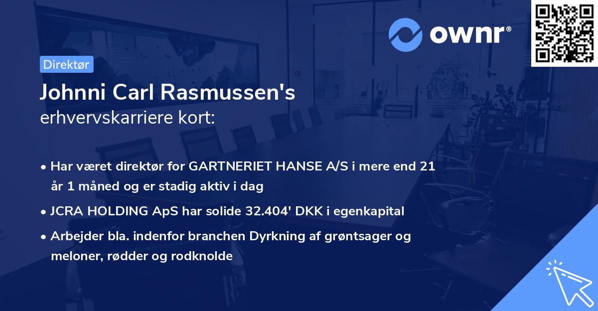 Johnni Carl Rasmussen's erhvervskarriere kort