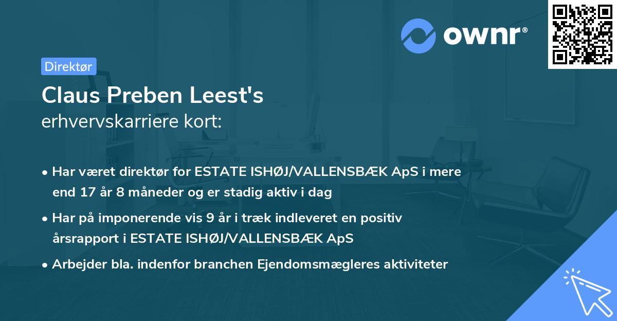 Claus Preben Leest's erhvervskarriere kort