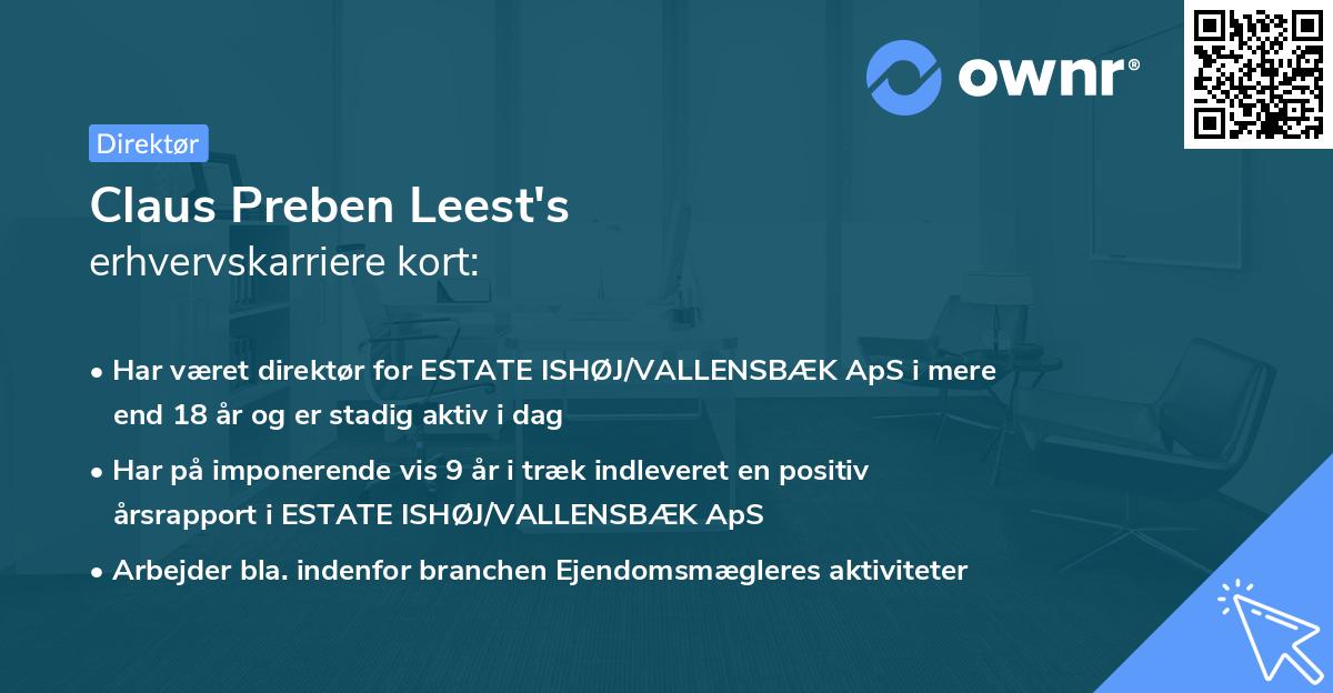 Claus Preben Leest's erhvervskarriere kort