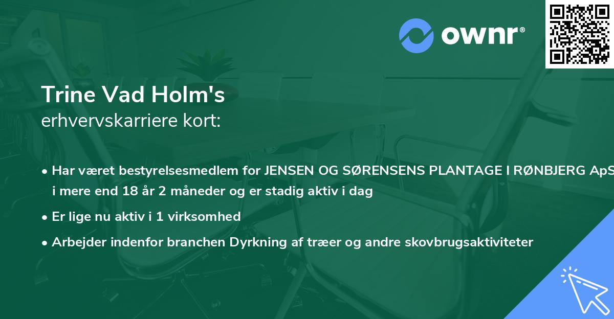 Trine Vad Holm's erhvervskarriere kort