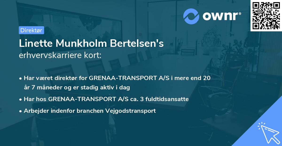 Linette Munkholm Bertelsen's erhvervskarriere kort