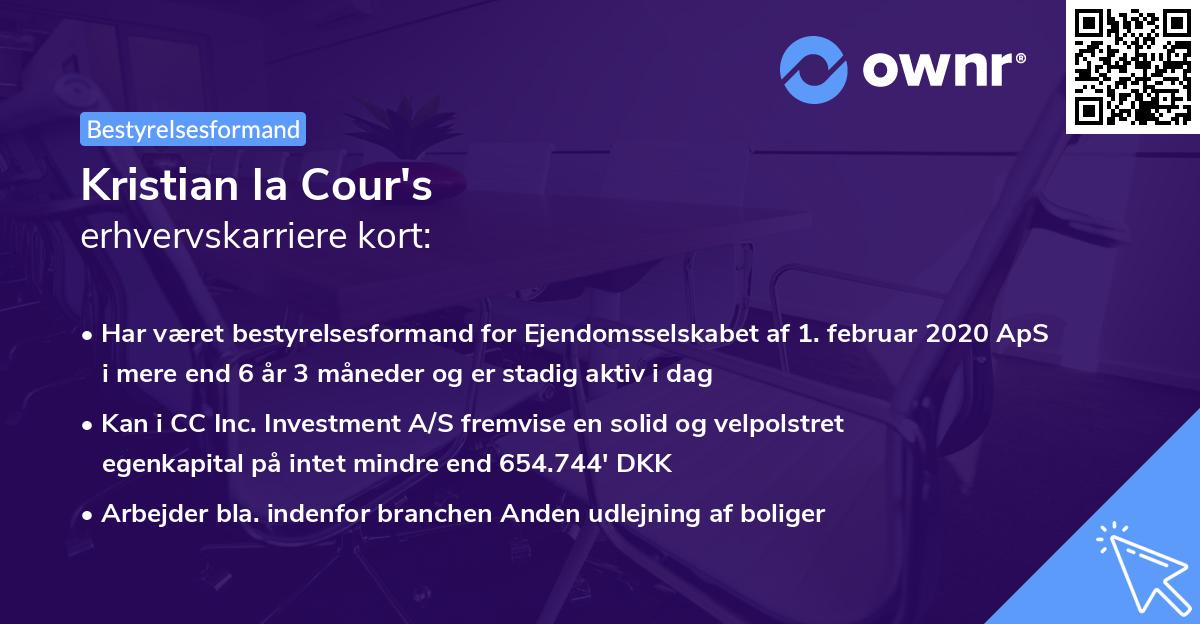 Kristian la Cour's erhvervskarriere kort