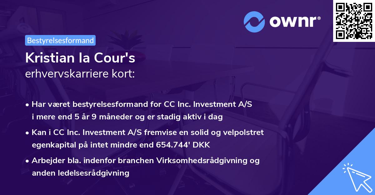 Kristian la Cour's erhvervskarriere kort