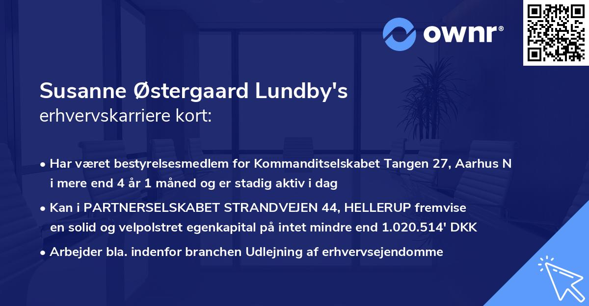 Susanne Østergaard Lundby's erhvervskarriere kort