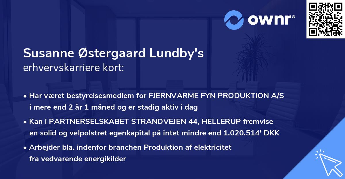 Susanne Østergaard Lundby's erhvervskarriere kort