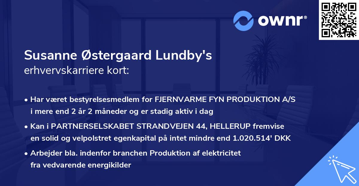 Susanne Østergaard Lundby's erhvervskarriere kort