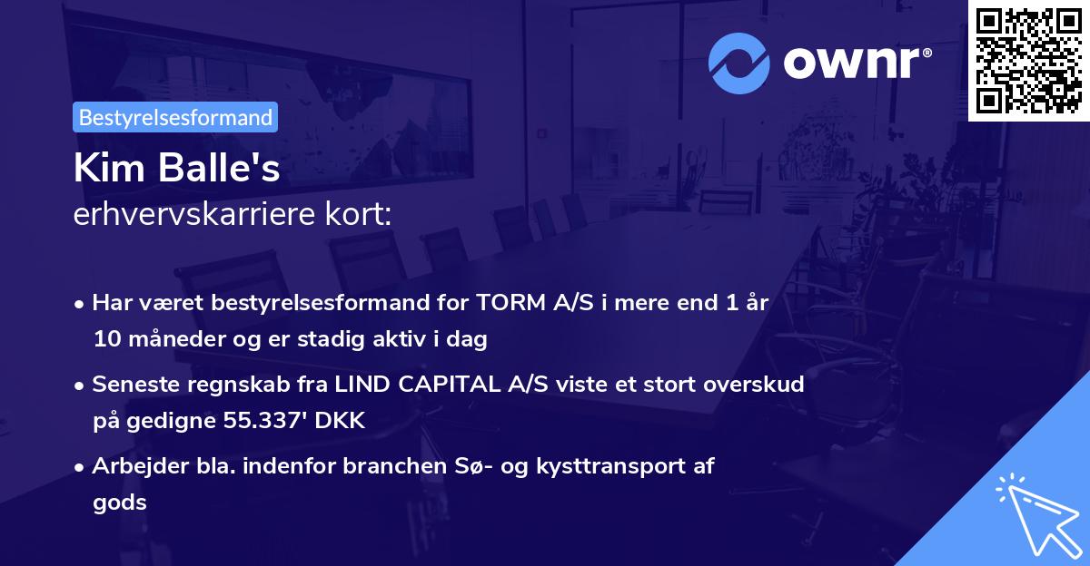 Kim Balle's erhvervskarriere kort