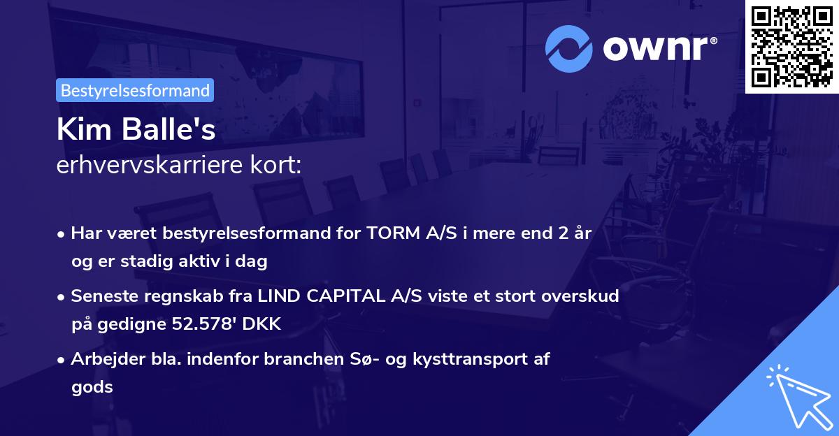 Kim Balle's erhvervskarriere kort