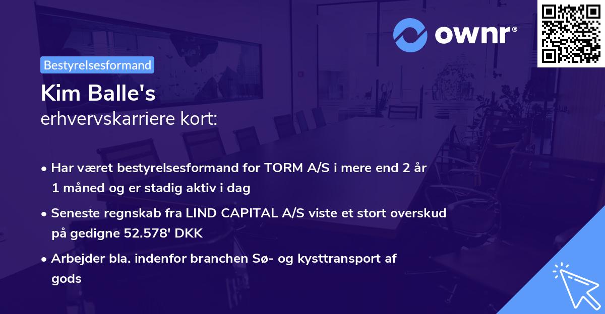 Kim Balle's erhvervskarriere kort