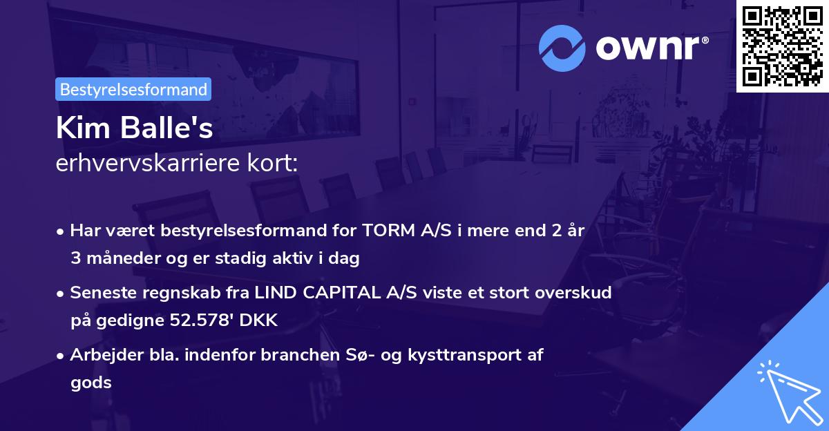 Kim Balle's erhvervskarriere kort
