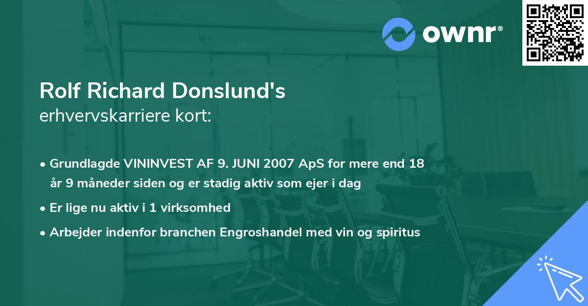 Rolf Richard Donslund's erhvervskarriere kort