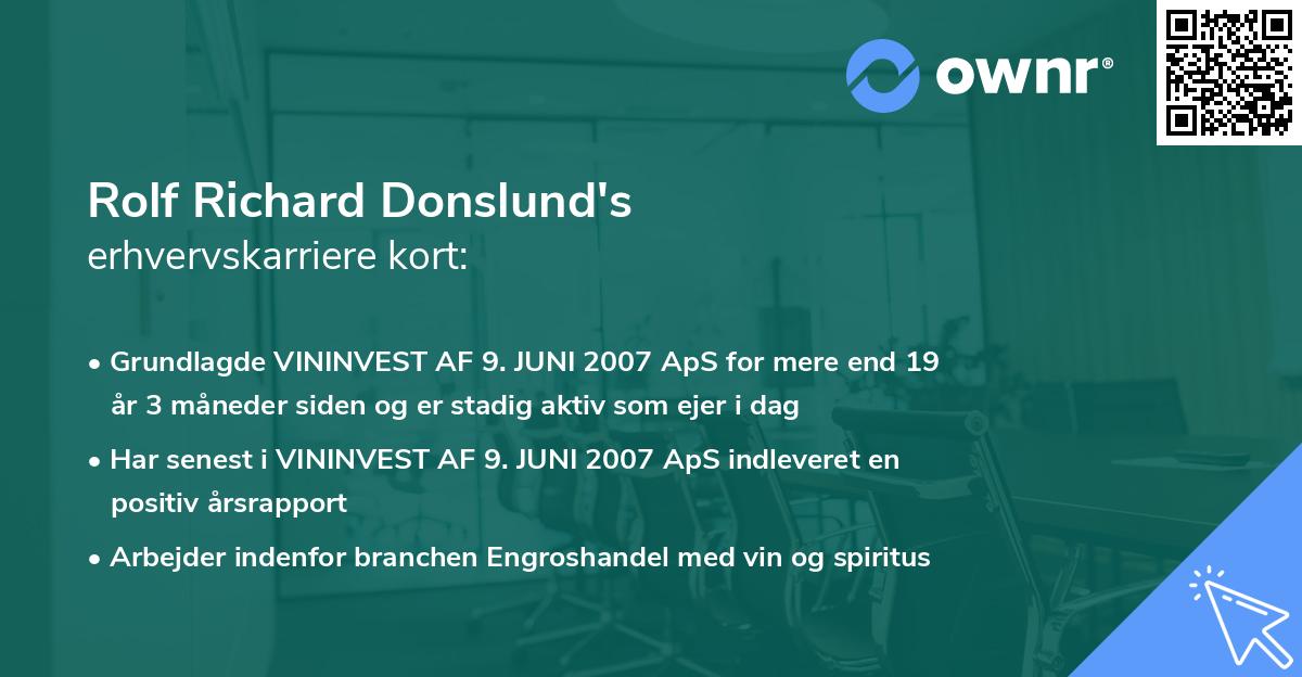 Rolf Richard Donslund's erhvervskarriere kort
