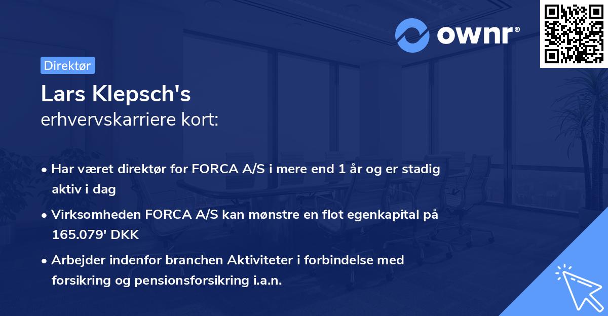 Lars Klepsch's erhvervskarriere kort