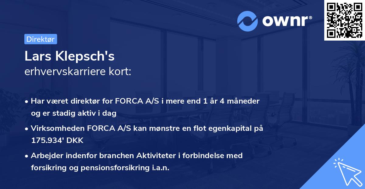 Lars Klepsch's erhvervskarriere kort