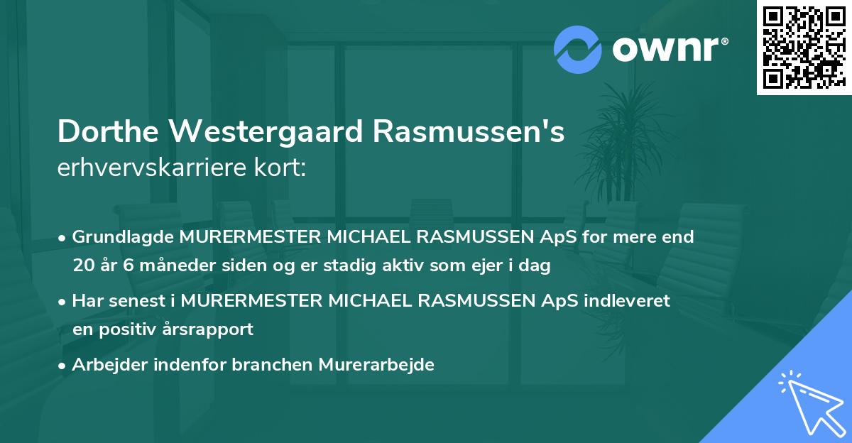 Dorthe Westergaard Rasmussen's erhvervskarriere kort