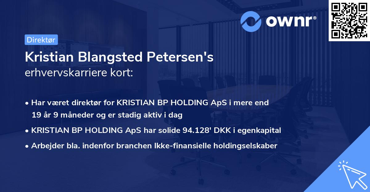 Kristian Blangsted Petersen's erhvervskarriere kort