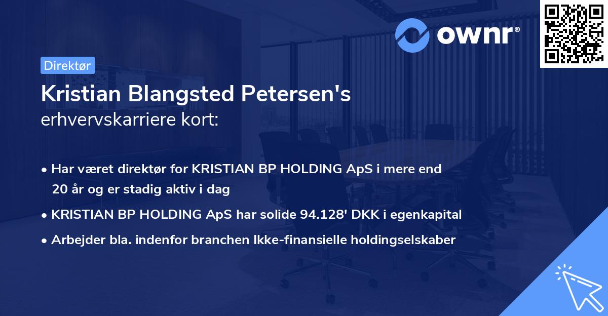 Kristian Blangsted Petersen's erhvervskarriere kort