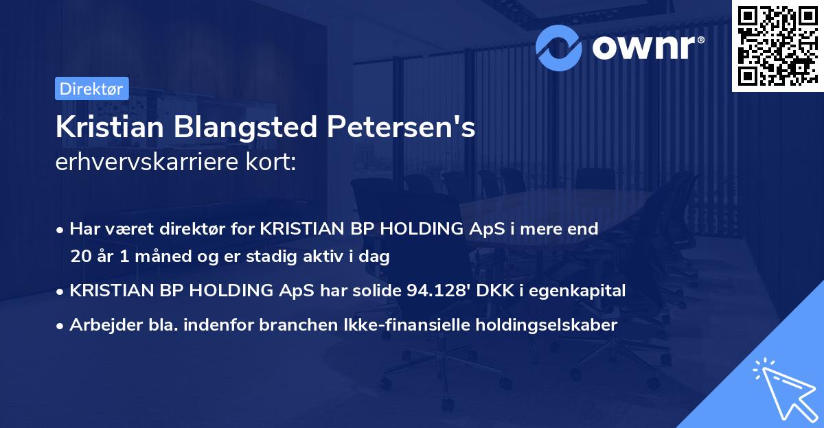 Kristian Blangsted Petersen's erhvervskarriere kort