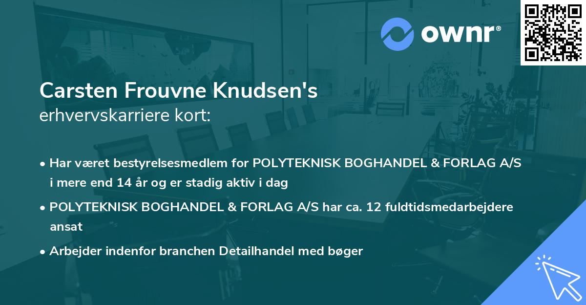 Carsten Frouvne Knudsen's erhvervskarriere kort