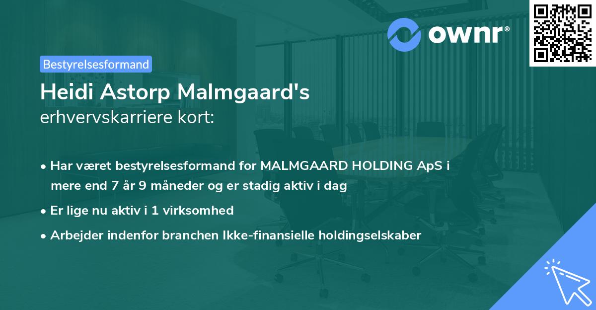 Heidi Astorp Malmgaard's erhvervskarriere kort