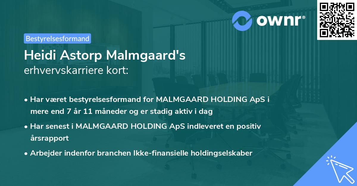 Heidi Astorp Malmgaard's erhvervskarriere kort