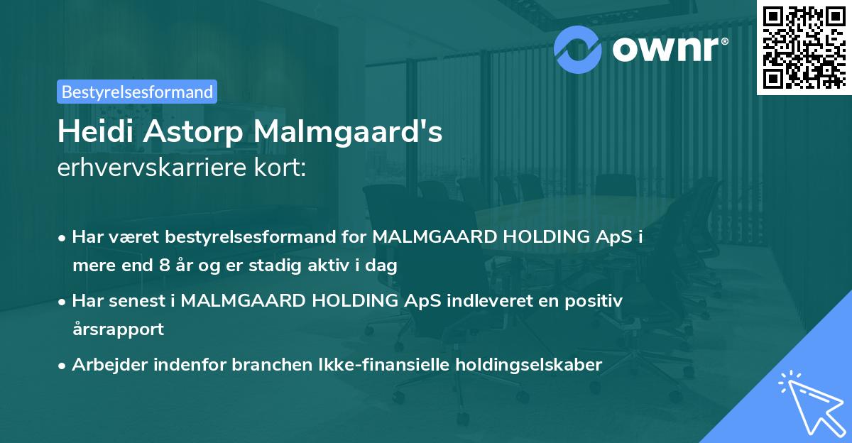 Heidi Astorp Malmgaard's erhvervskarriere kort