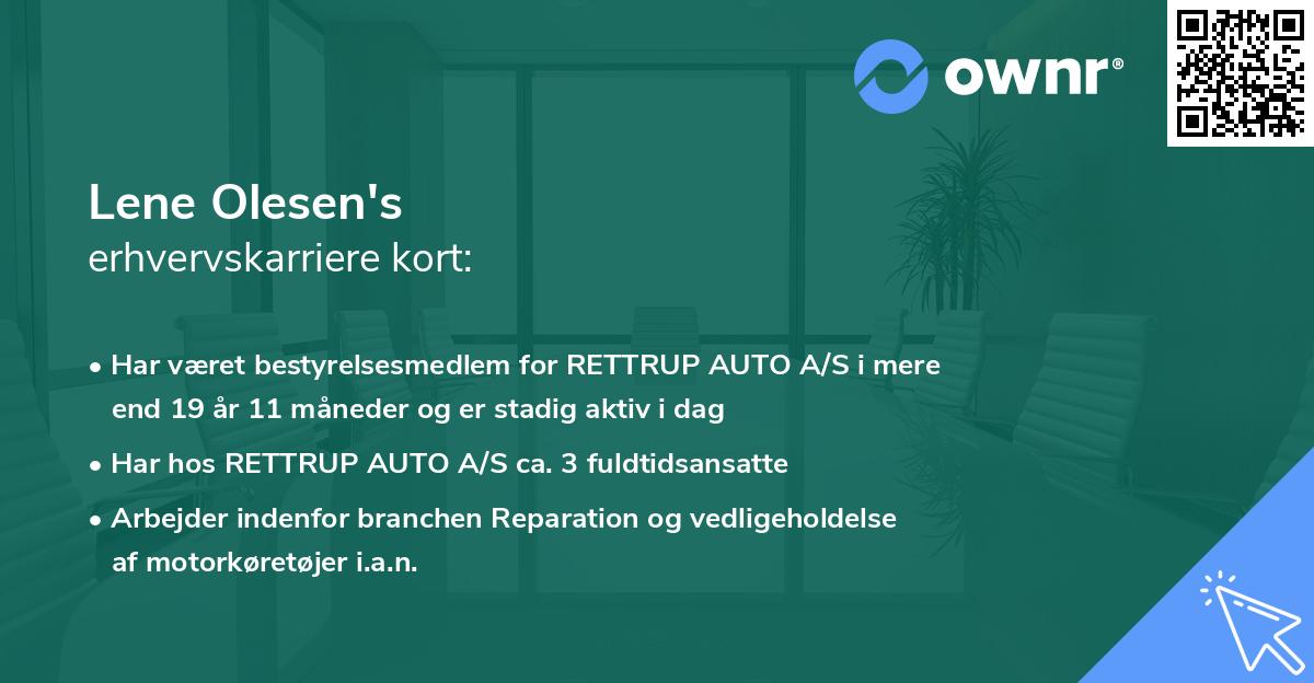 Lene Olesen's erhvervskarriere kort