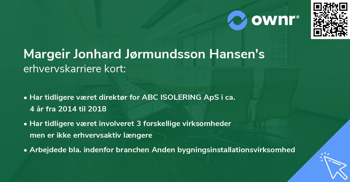 Margeir Jonhard Jørmundsson Hansen's erhvervskarriere kort