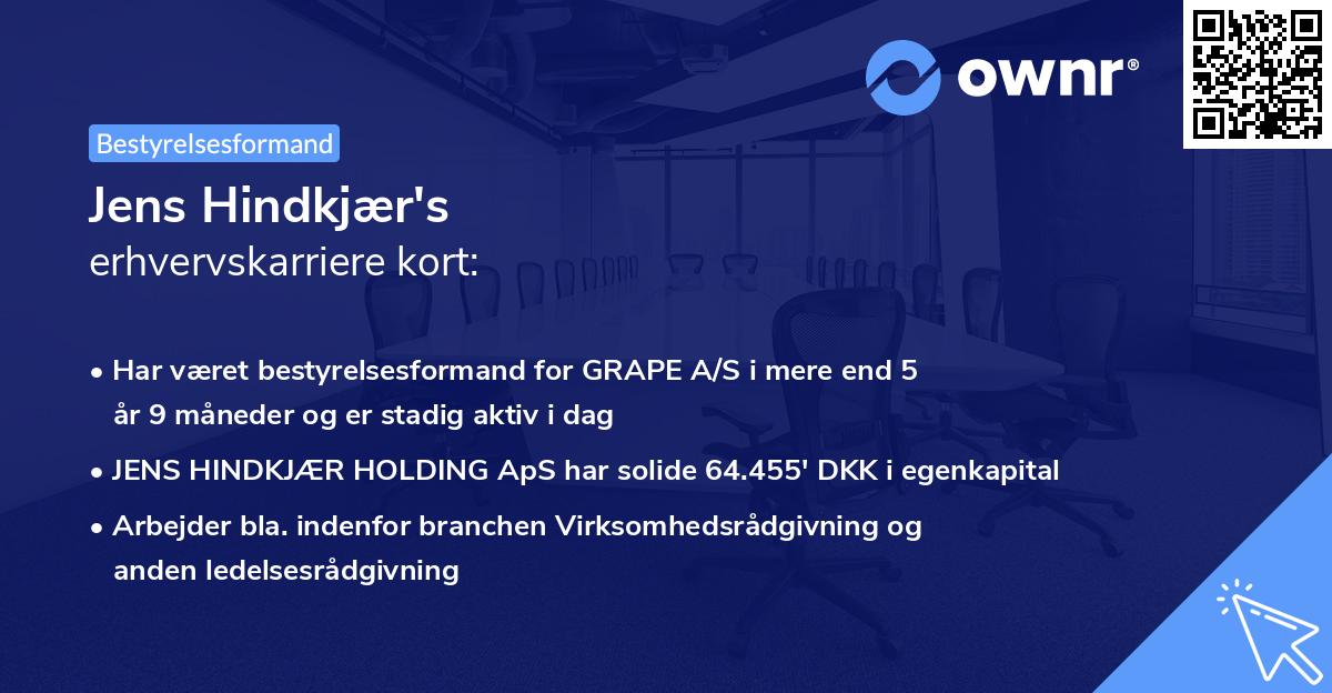 Jens Hindkjær's erhvervskarriere kort
