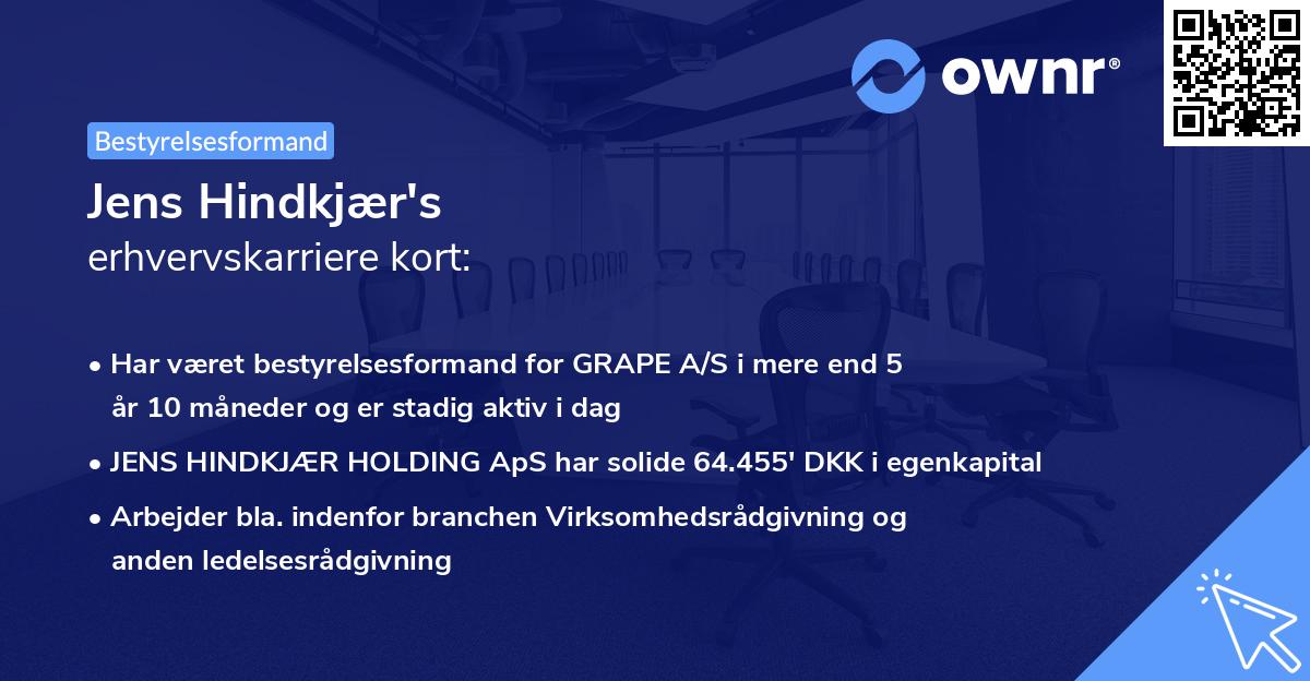 Jens Hindkjær's erhvervskarriere kort