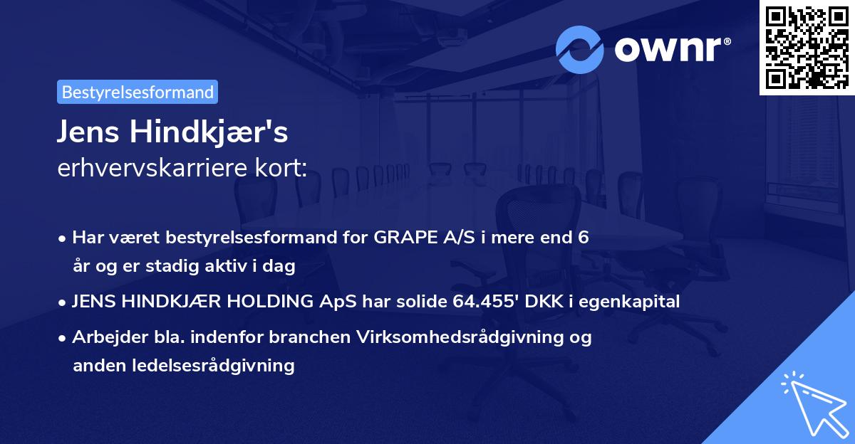 Jens Hindkjær's erhvervskarriere kort