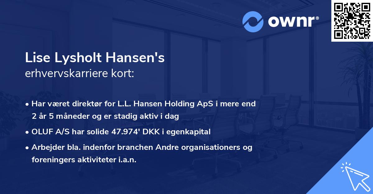Lise Lysholt Hansen's erhvervskarriere kort