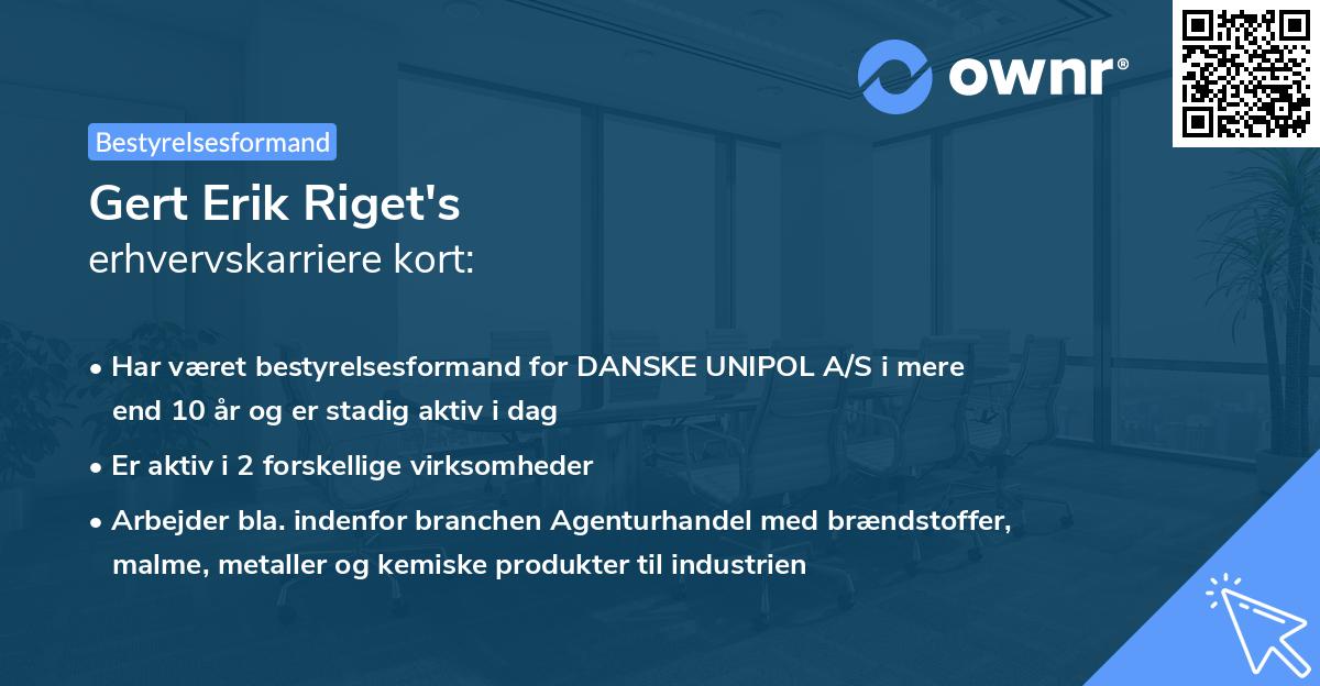 Gert Erik Riget's erhvervskarriere kort