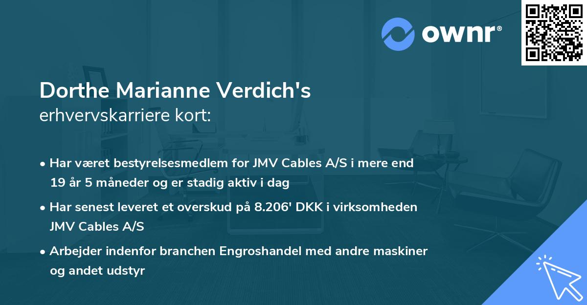 Dorthe Marianne Verdich's erhvervskarriere kort