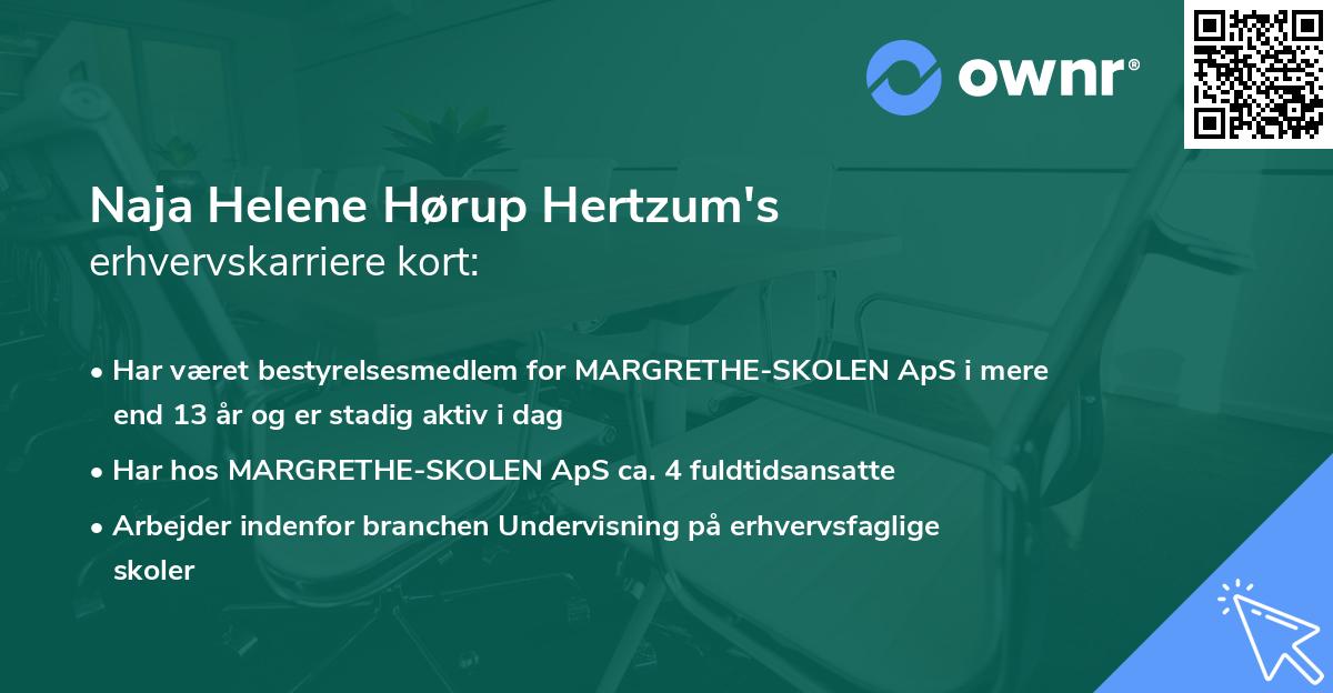 Naja Helene Hørup Hertzum's erhvervskarriere kort