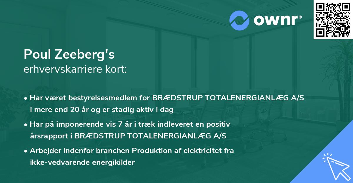 Poul Zeeberg's erhvervskarriere kort