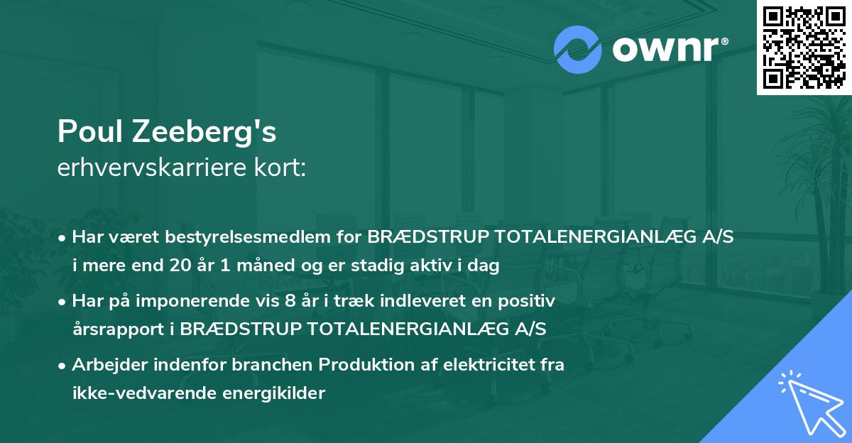 Poul Zeeberg's erhvervskarriere kort