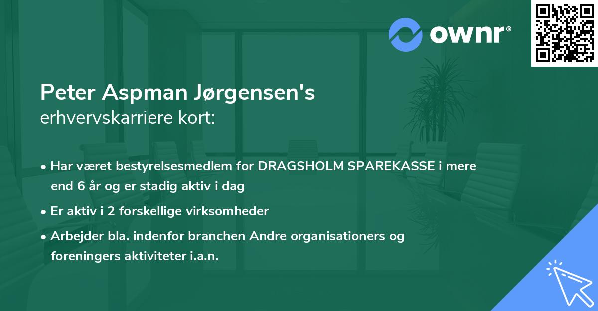 Peter Aspman Jørgensen's erhvervskarriere kort