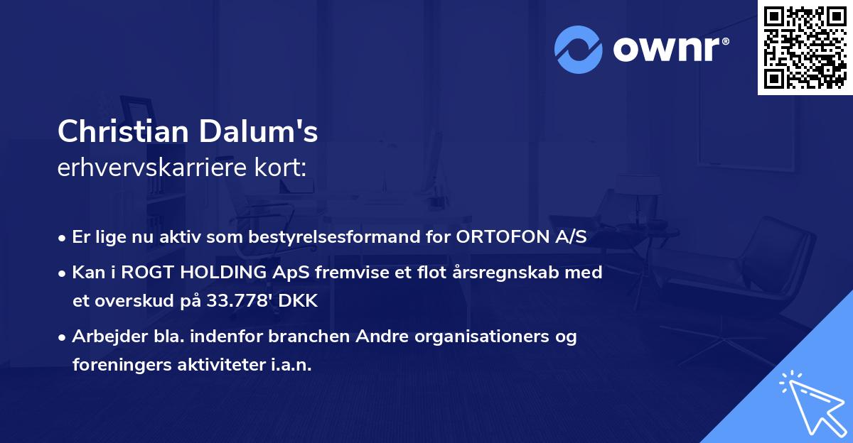 Christian Dalum's erhvervskarriere kort