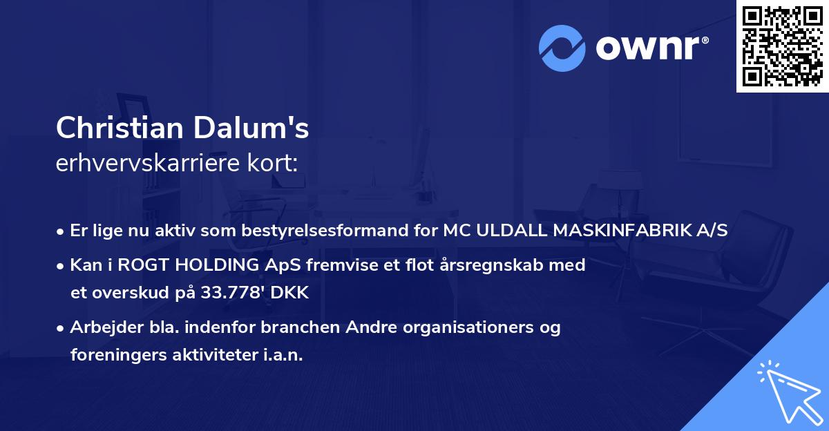 Christian Dalum's erhvervskarriere kort