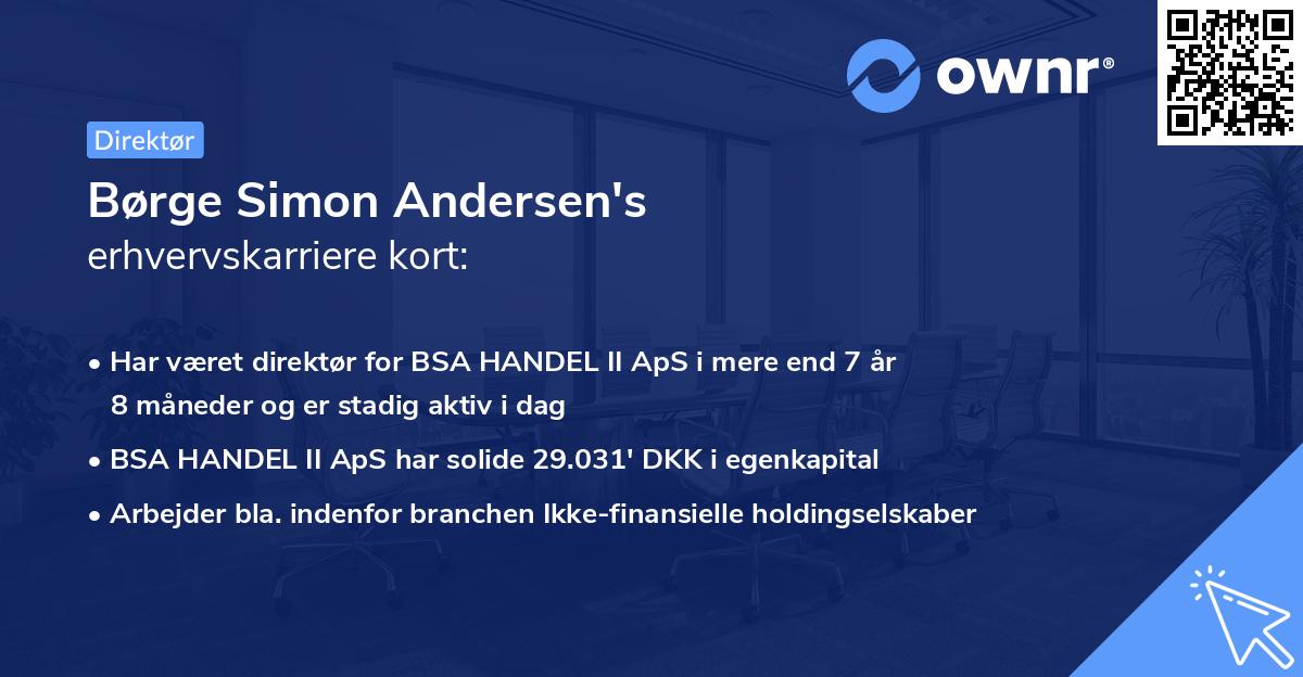 Børge Simon Andersen's erhvervskarriere kort