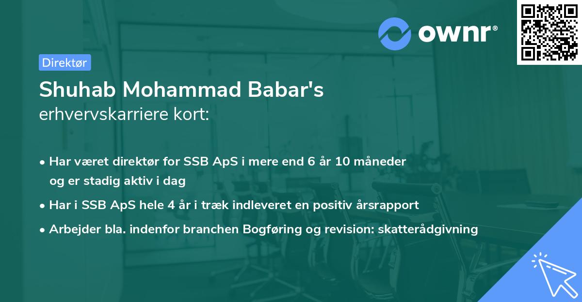 Shuhab Mohammad Babar's erhvervskarriere kort