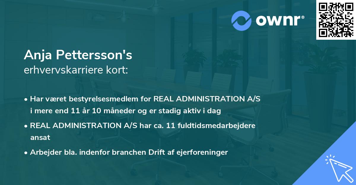 Anja Pettersson's erhvervskarriere kort