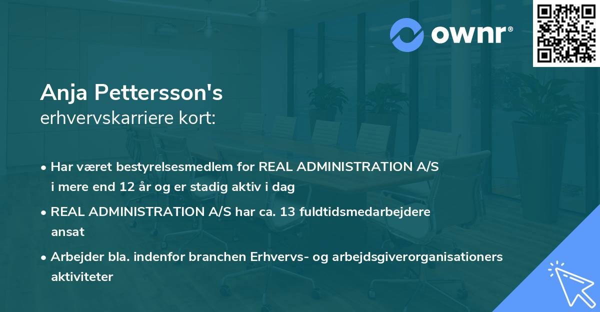 Anja Pettersson's erhvervskarriere kort